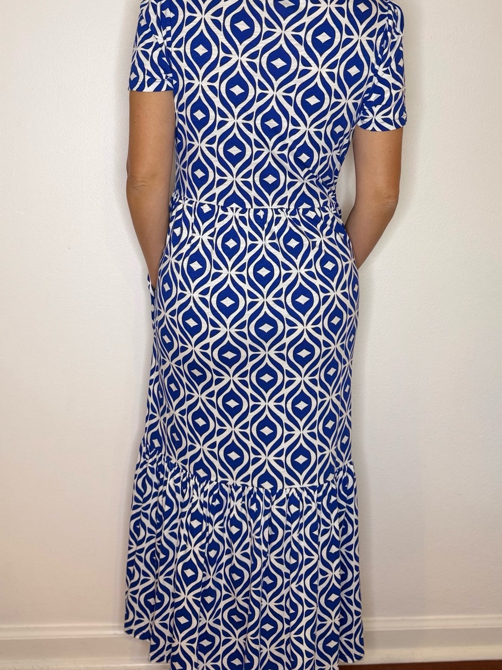Boden Blue and White Geometric Maxi Dress - Picture 2 of 4